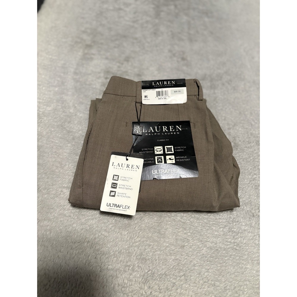 Lauren Ralph Lauren Ultraflex Tan Dress Pants Mens 36x30 Classic Fit Pleated